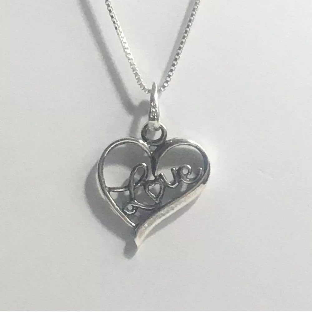 Sterling Silver Heart with Love Inside Necklace